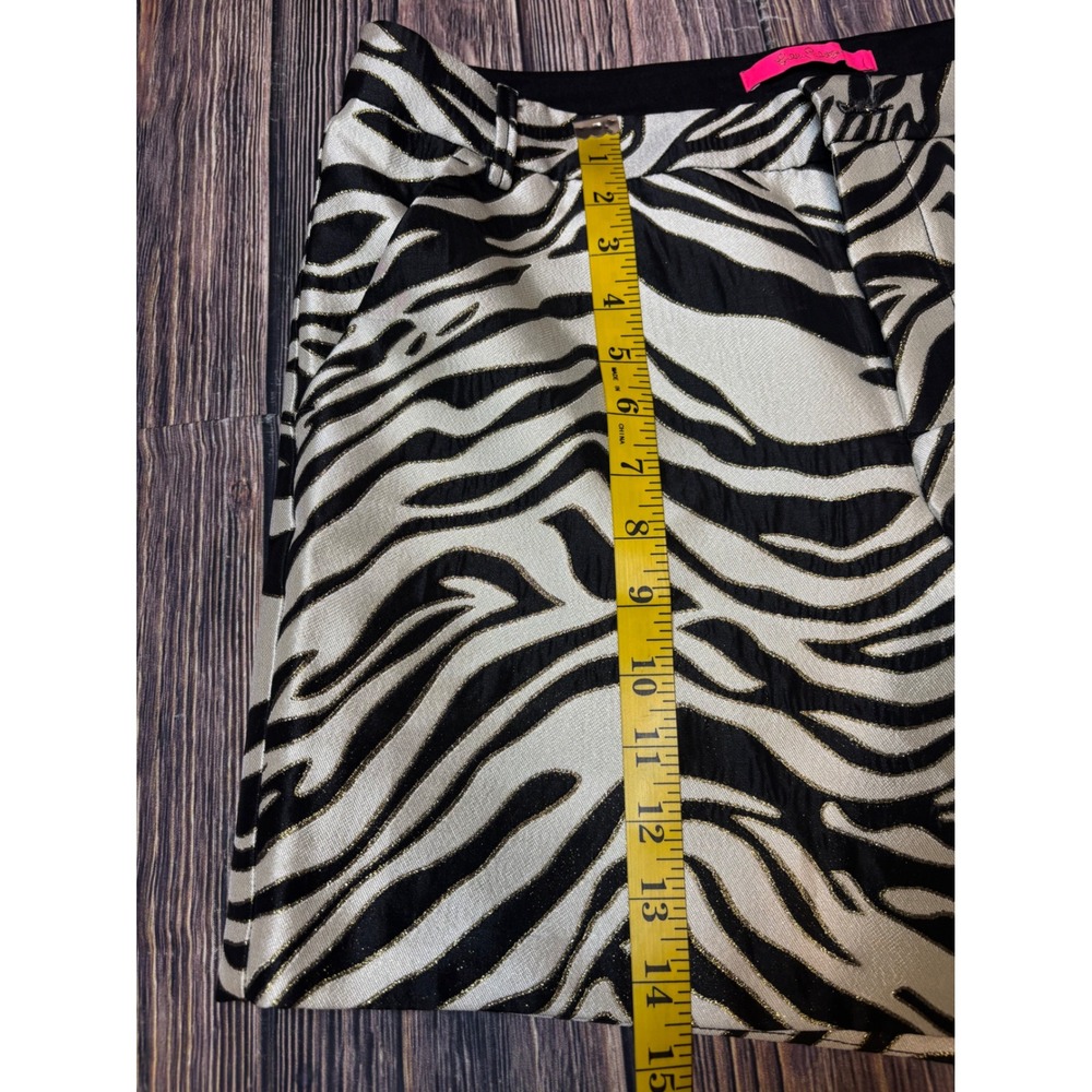 Lilly Pulitzer Zebra Print Jacquard Shorts Womens 8 Black White Metallic Gold - Picture 4 of 13